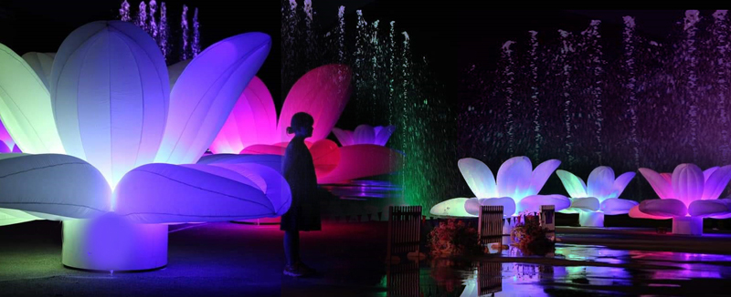 Световое шоу гиганских лилий с фонтанами 7skyevent